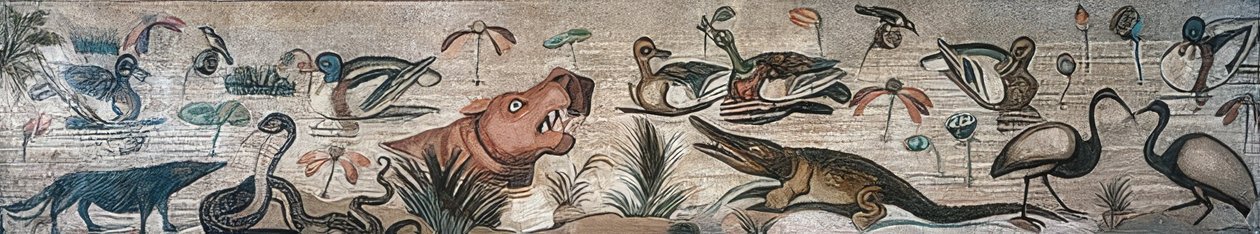 Djur i Nilen, från Faunens hus (Casa del Fauno), Pompeji av Roman