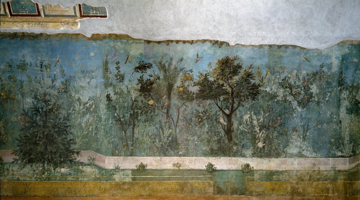 Trompe loeil trädgård från Villan Livia, 40-20 f.Kr av Roman