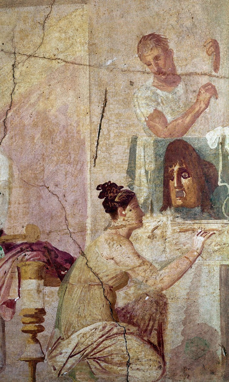 Seger för en tragisk poet, detalj av en skådespelerska (fresk av Roman