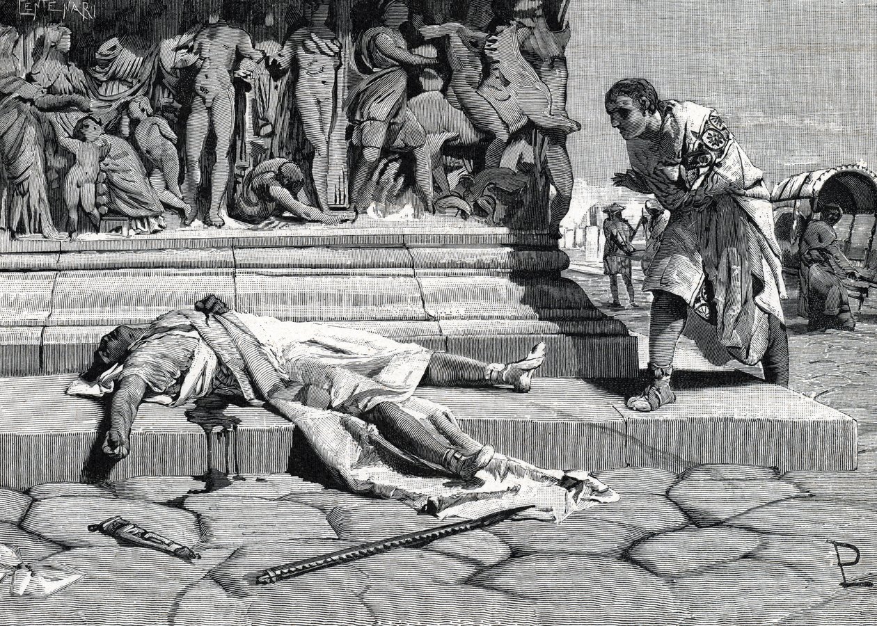 liket av Publius Clodius Pulcher (92-52 f.Kr.) hittat på via appia a Rom (gravyr) av Roman