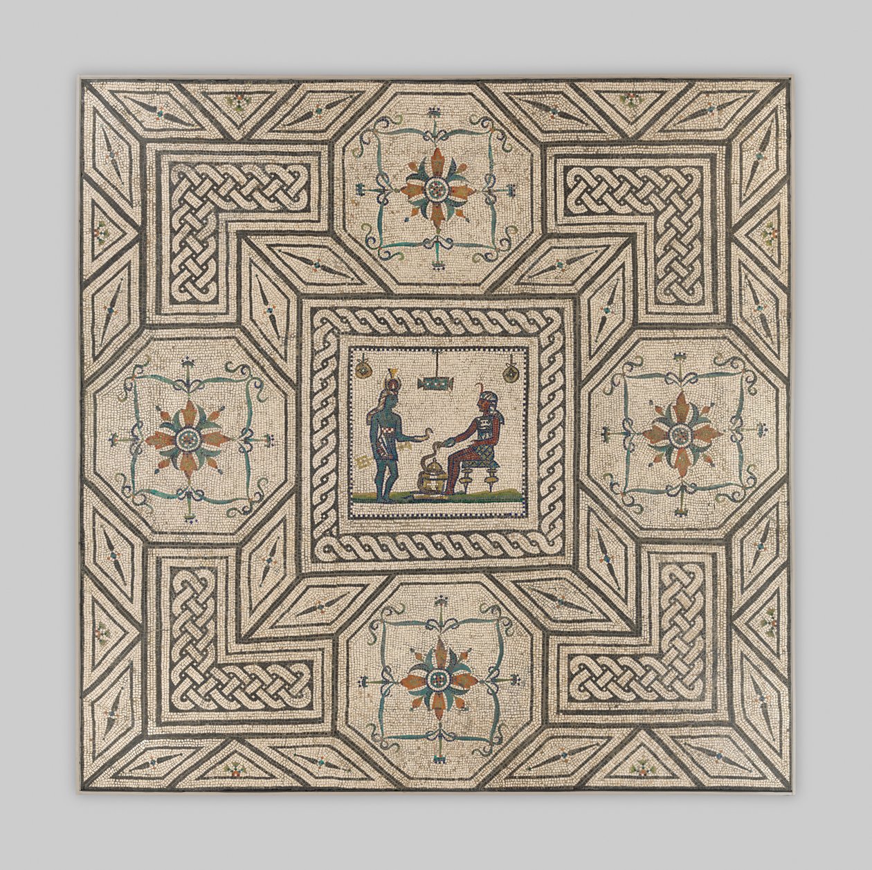 Mosaikbeläggning med egyptisk scen, ca 130-150 e.Kr. (sten och glas) av Roman Imperial Period