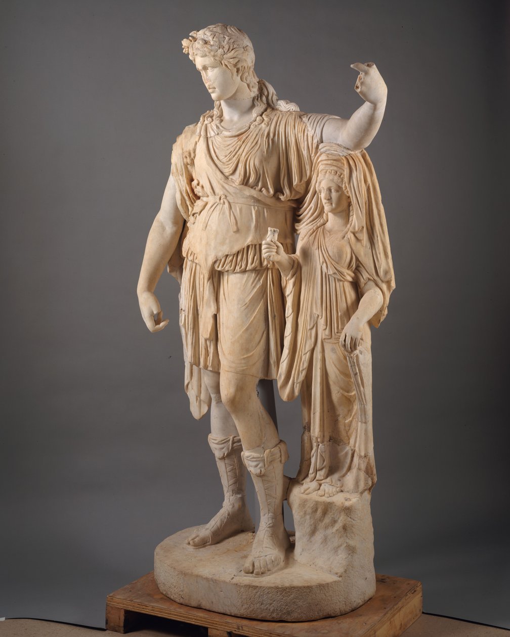 Staty av Dionysos lutad mot en kvinnlig figur ("Hope Dionysos"), 27 f.Kr.–68 e.Kr. (marmor) av Roman Imperial Period