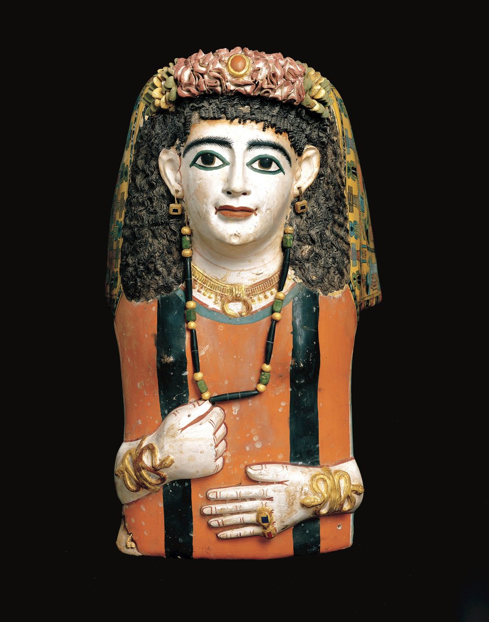 Mummy Mask, 60–70 AD (målad kartong, gips och växtfibrer) av Roman Period Egyptian
