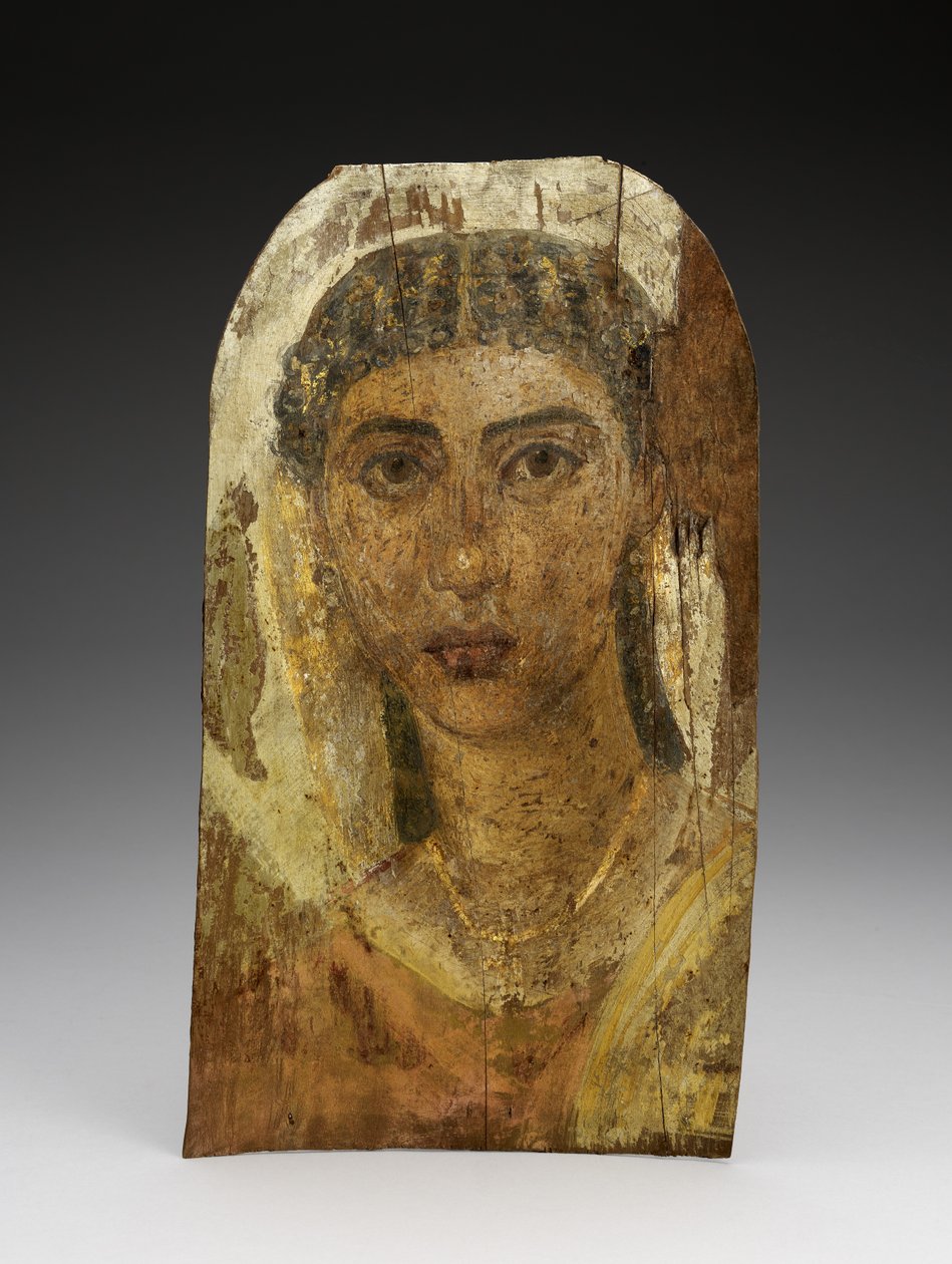Mummy Portrait of a Young Woman, AD 1-100 (målat trä, vax och textil) av Roman Period Egyptian