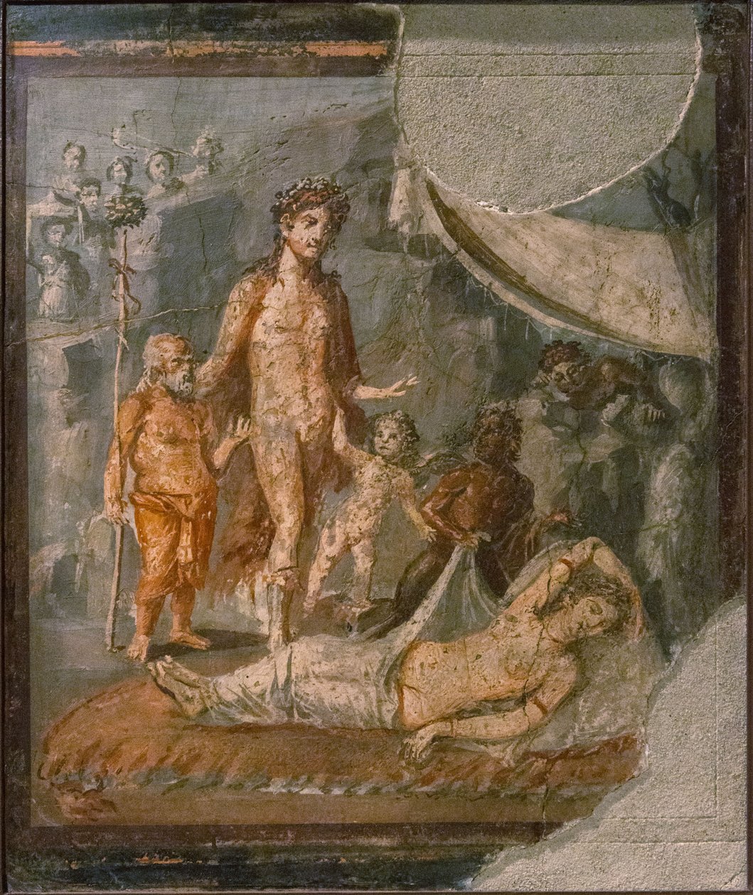 Ariadne övergiven av Theseus på Naxos, 1:a H. 1:a århundradet. AD. av Roman Pompeian wall painting.