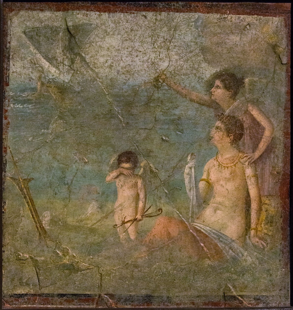 Ariadne och Theseus , 1:a H. 1:a århundradet. AD. av Roman Pompeian wall painting.