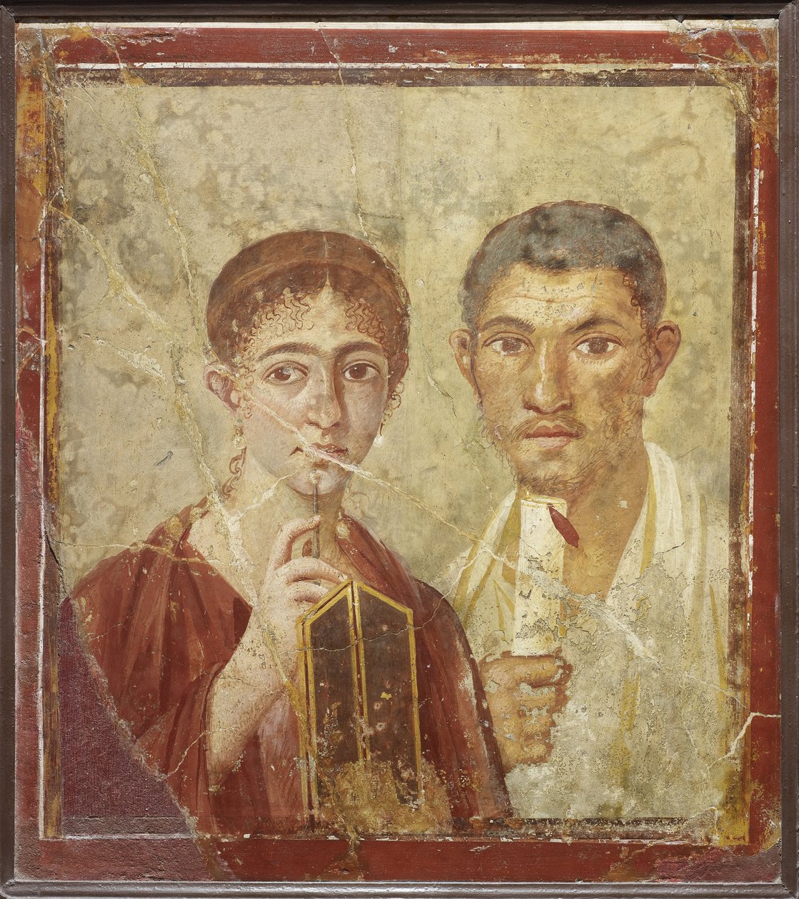 Porträtt av bagaren Terentius Neo och hans fru av Roman Pompeian wall painting