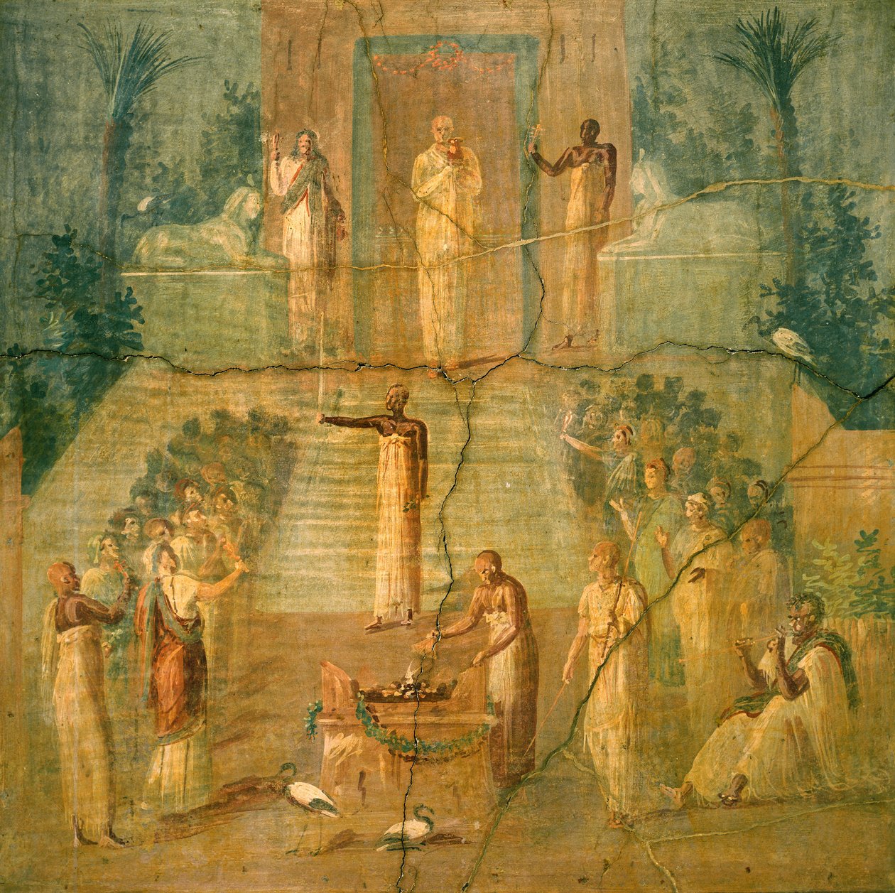 Ceremoni för Isis-kulten, från Pompeji (fresk) av Roman Roman