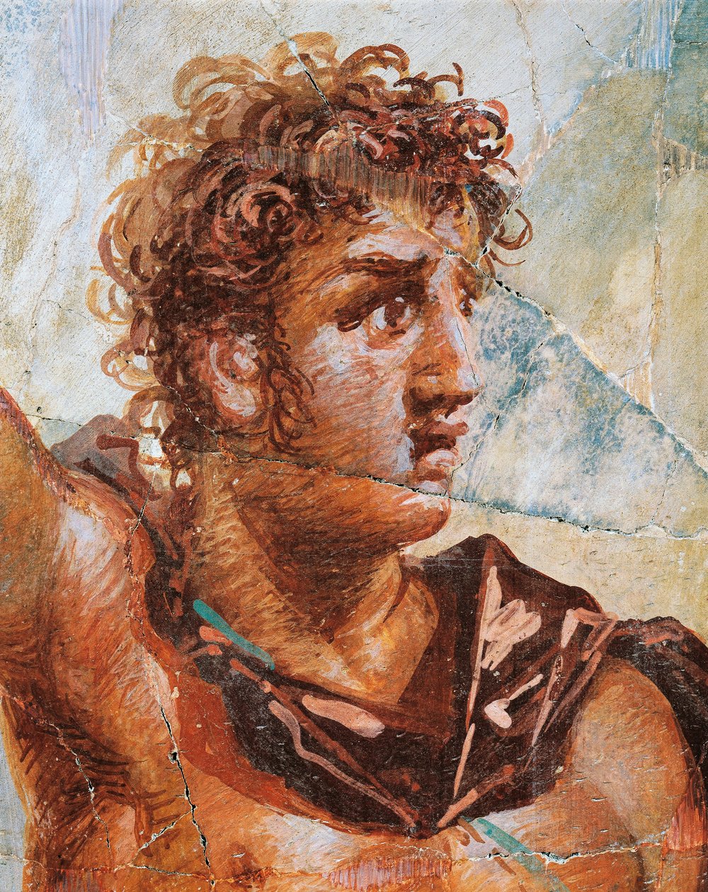 Detalj av en fresk föreställande Alexander, från Alexanders (Ares) och Stateiras (Aphrodites äktenskap), Regio 6 Insula Occidentalis 39, Pompeji (UNESCO:s världsarvslista) av Roman Roman