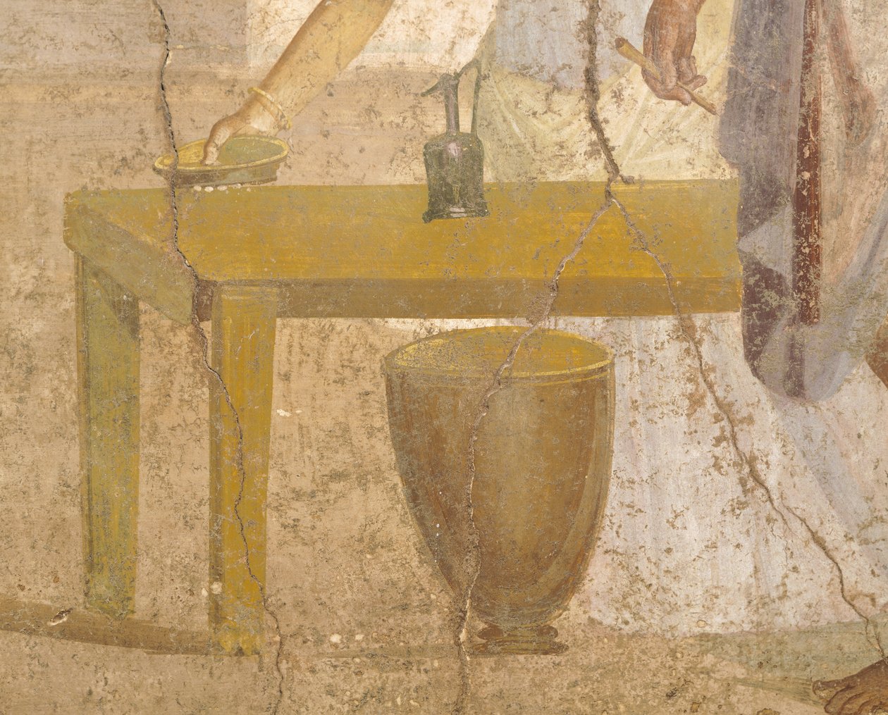 Detalj av fresk som visar en offermåltid, De förgyllda amorernas hus, Pompeji , Kampanien, Romersk civilisation av Roman Roman