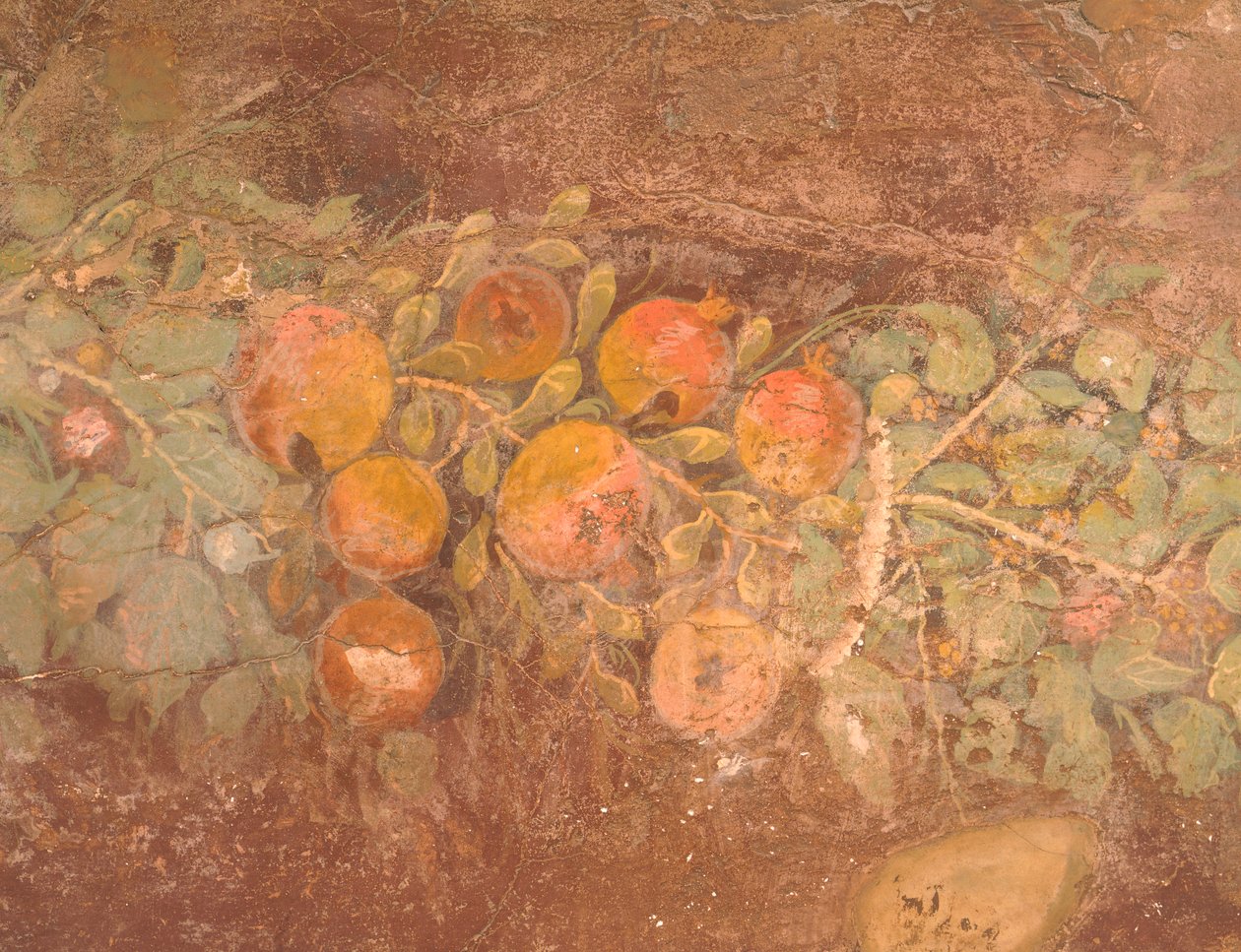 Detalj av fresk med dekoration av blommor och frukt från romersk villa i Boscoreale (Neapel), romersk civilisation av Roman Roman