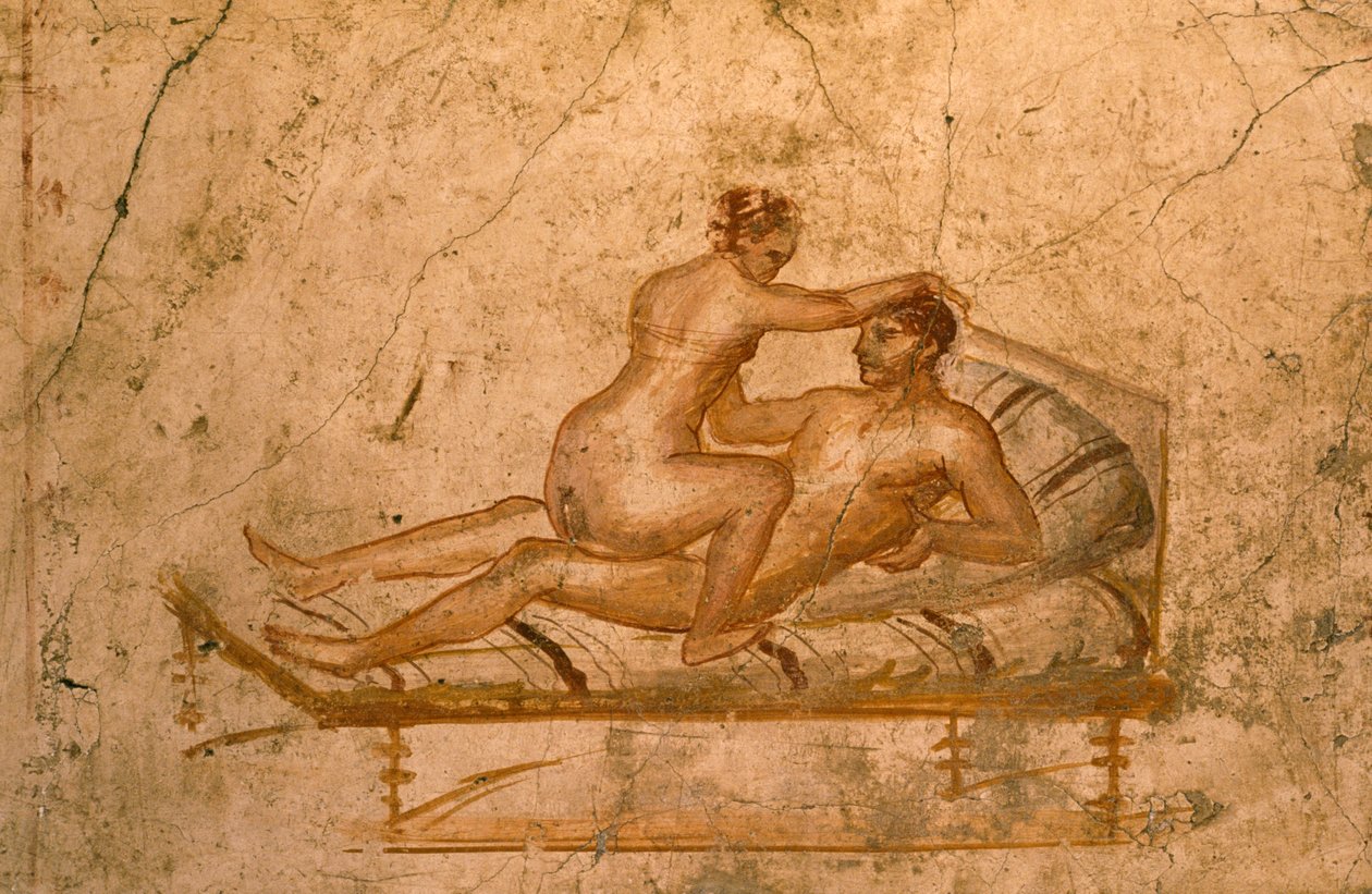 Erotisk fresk från hus av Vettii, Pompeji (UNESCOs världsarvslista). av Roman Roman