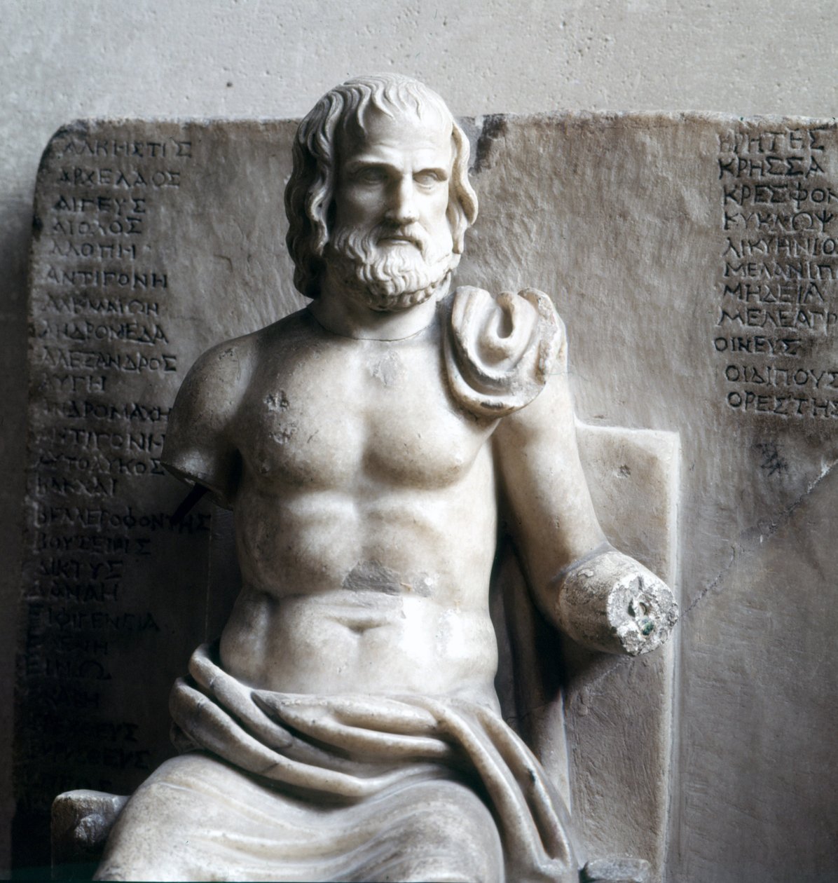Euripides, grekisk tragisk poet. (romersk kejserlig marmor) Louvren, Paris. av Roman Roman