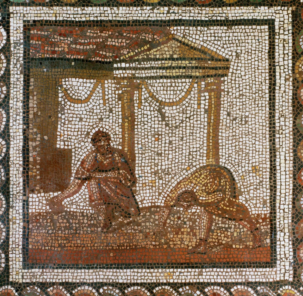Bönder som sår bönor (mosaik) av Roman Roman