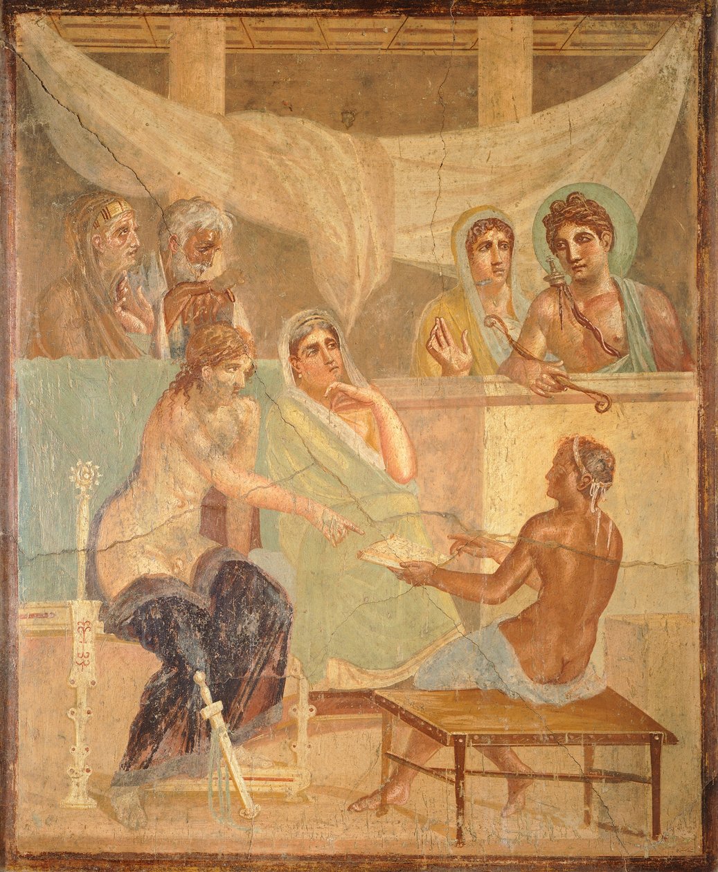 Fresk föreställande Admetus och Alcestis, från Pompeji (UNESCOs världsarvslista av Roman Roman