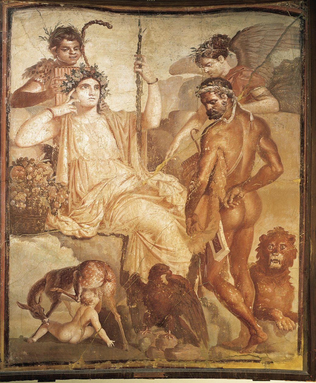 Fresk föreställande Hercules hitta sin son Telephus i Arcadia, från Basilica of Ercolano, Neapelprovinsen, Italien av Roman Roman
