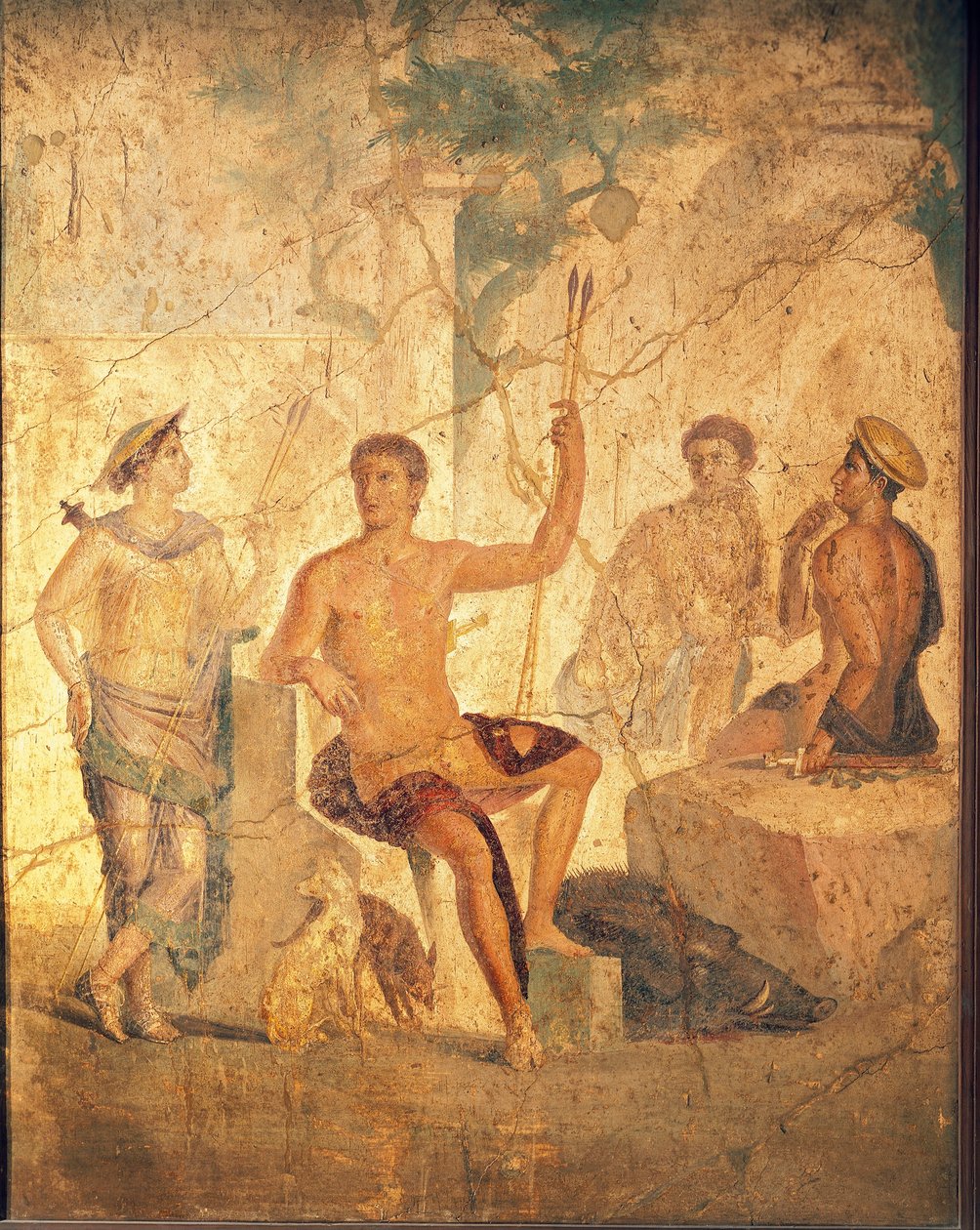 Fresk föreställande Meleager och Atalanta, från Pompeji av Roman Roman