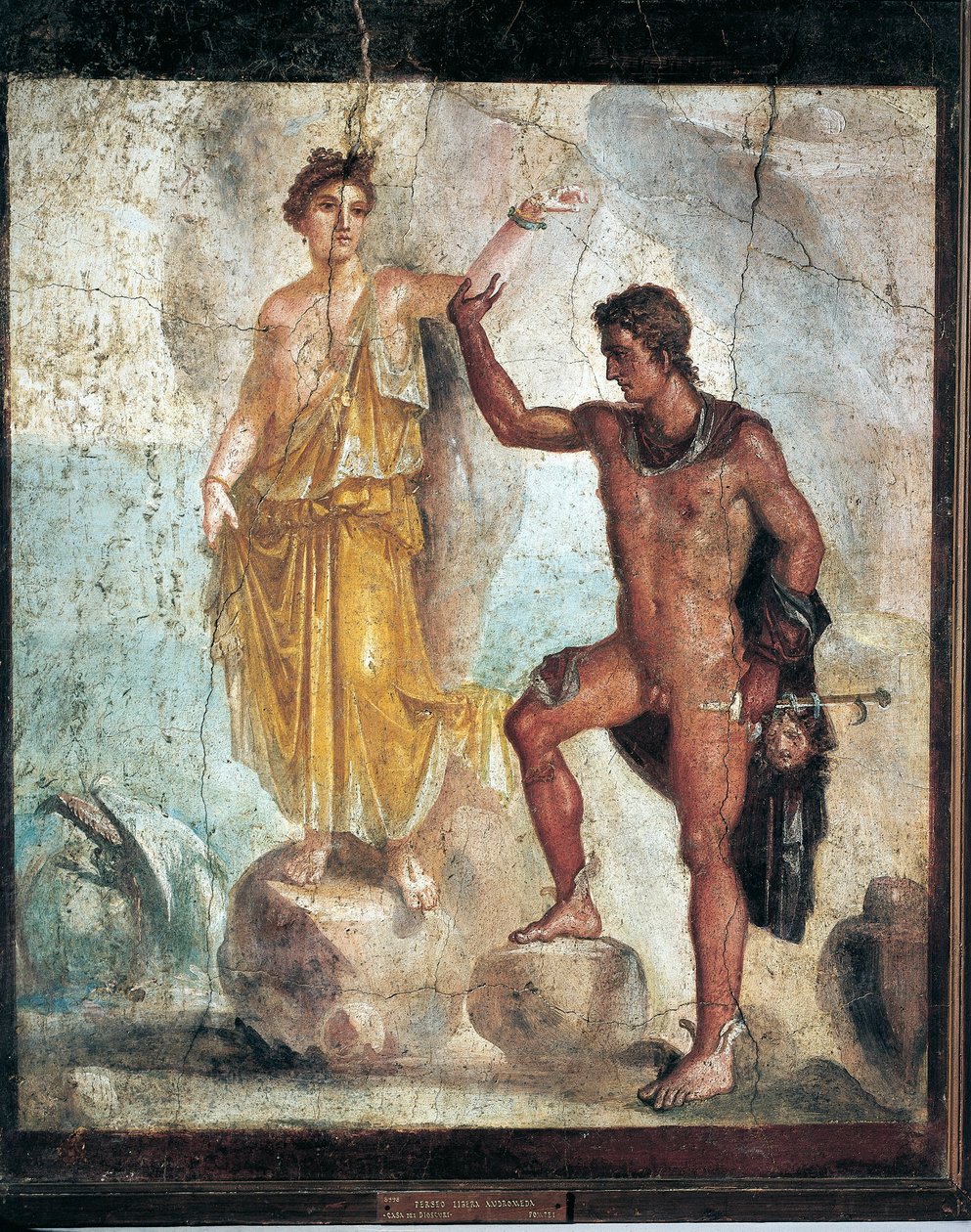 Fresk föreställande Perseus och Andromeda från Italien, Kampanien, Pompeji, målning på gips, 55-79 A.D. av Roman Roman