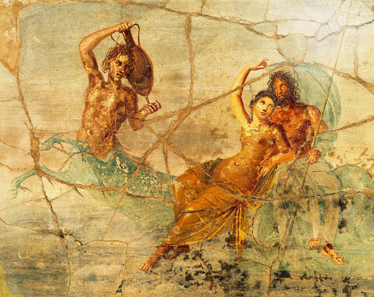 Fresk föreställande Poseidon och Amphitrite, från Pompei, Italien av Roman Roman