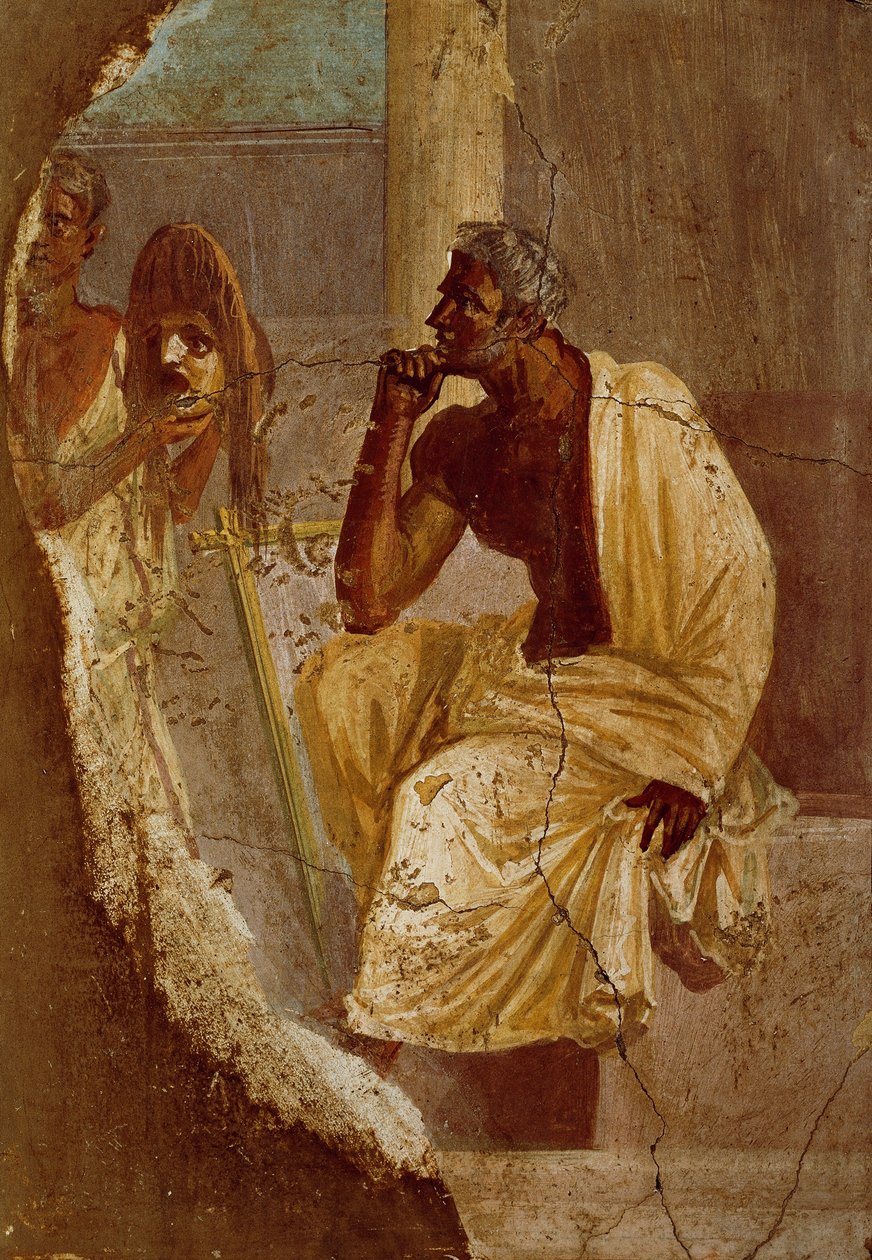 Fresk föreställande skådespelare och tragisk mask, från Pompeji (UNESCOs världsarvslista av Roman Roman