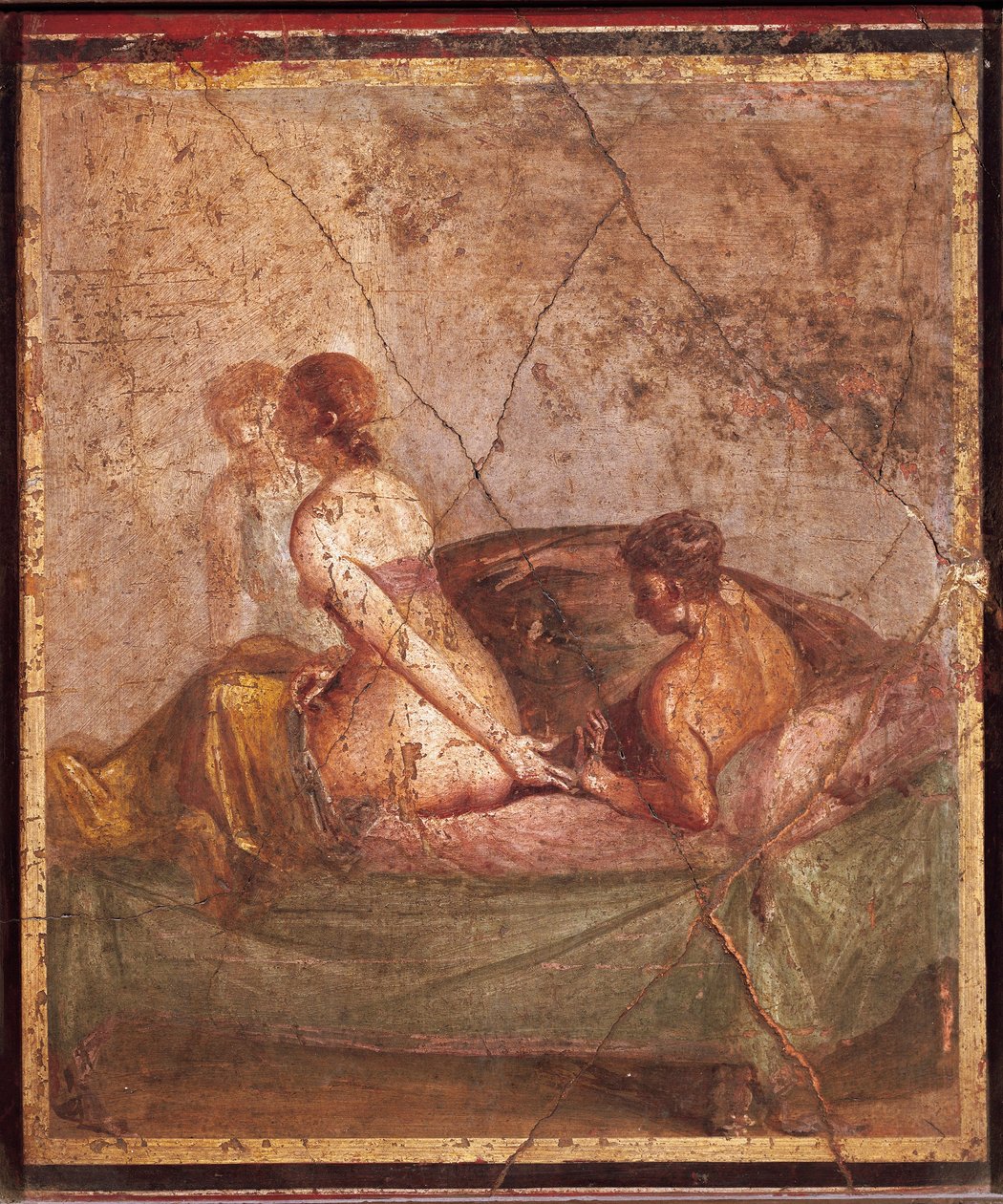 Fresk föreställande erotiskt ämne, från Pompei, Italien av Roman Roman