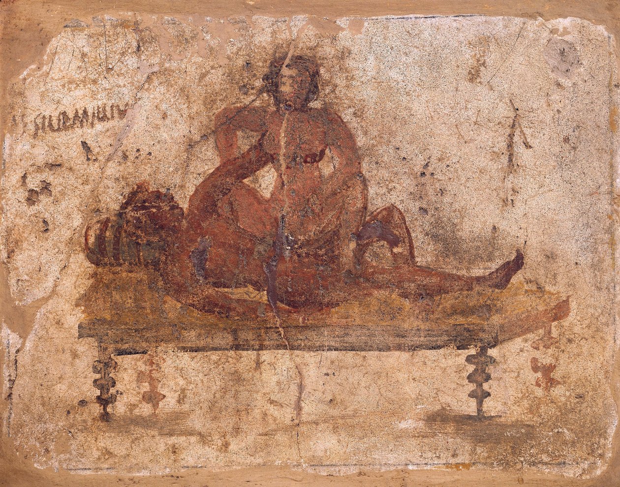 Fresk föreställande erotiskt ämne, från Pompei, Italien av Roman Roman