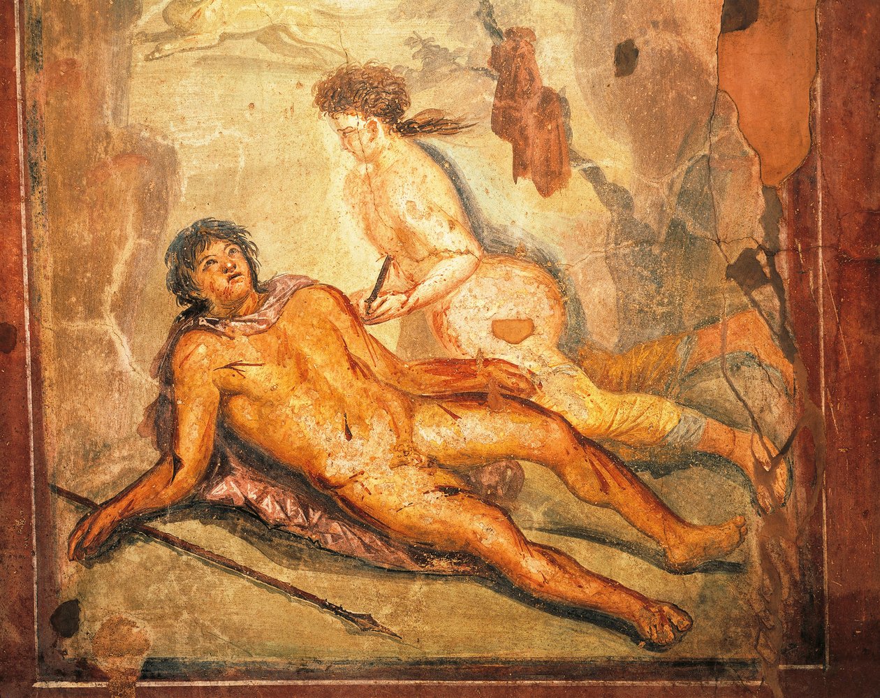 Fresk som skildrar myten om Pyramus och Thisbe, Loreius Tiburtinos hus, Pompeji, Kampanien, romersk civilisation av Roman Roman
