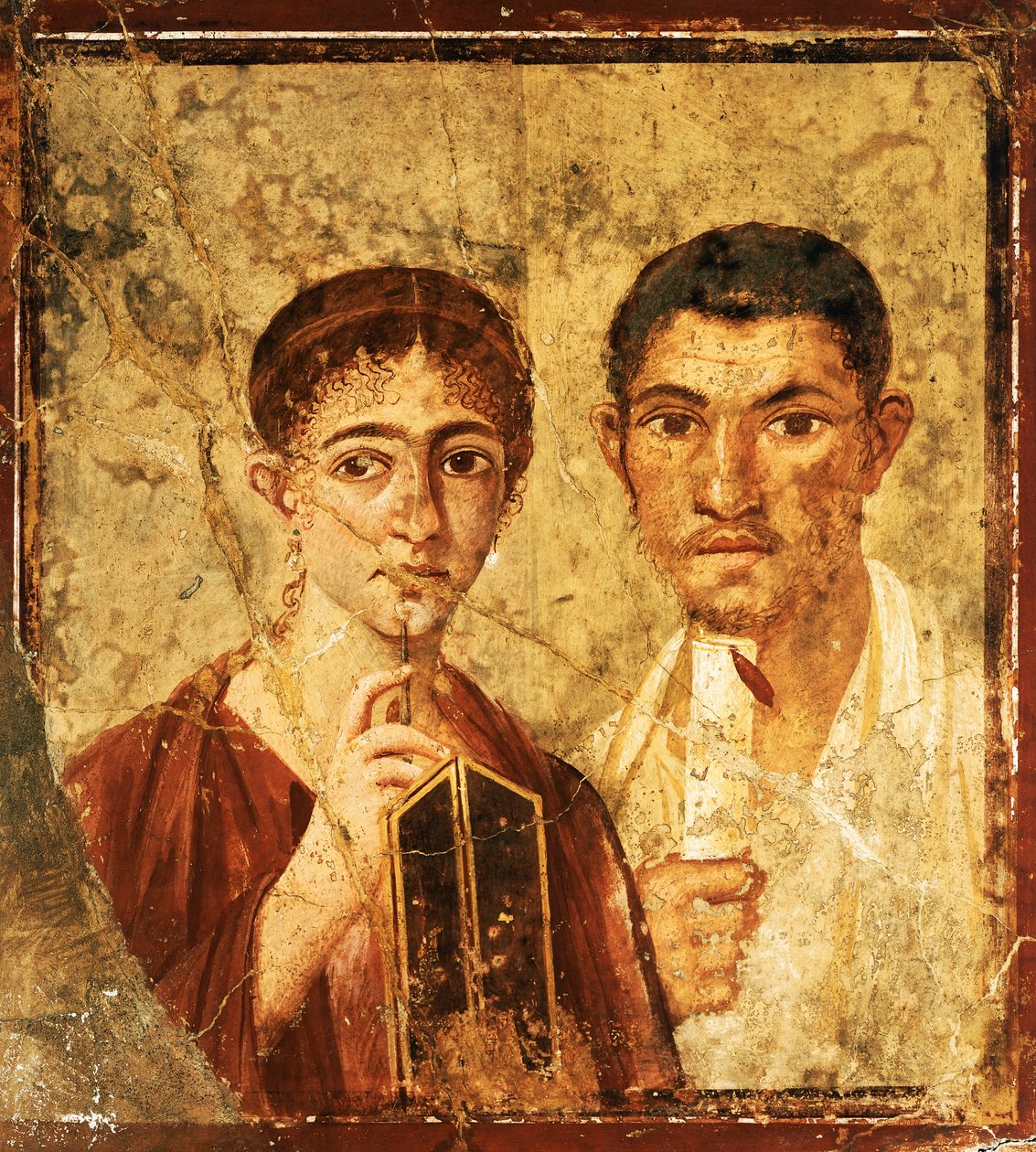 Fresk föreställande porträtt av Paquio Proculo och hans fru, från Pompeji (UNESCOs världsarvslista av Roman Roman