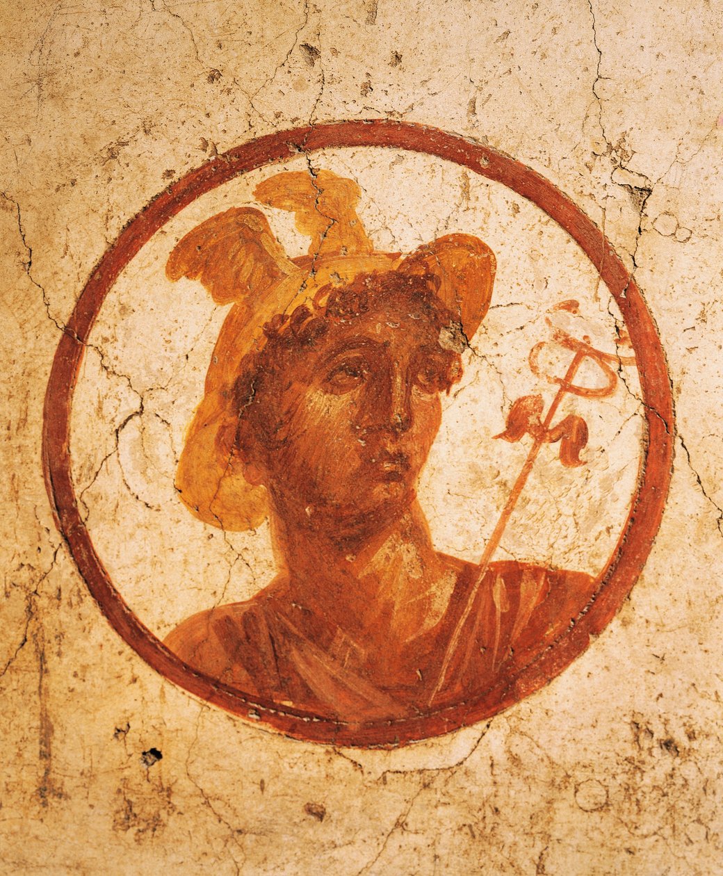 Fresk föreställande porträtt av man på vit bakgrund, House of Ancient Hunt, Pompeji, Kampanien, romersk civilisation av Roman Roman