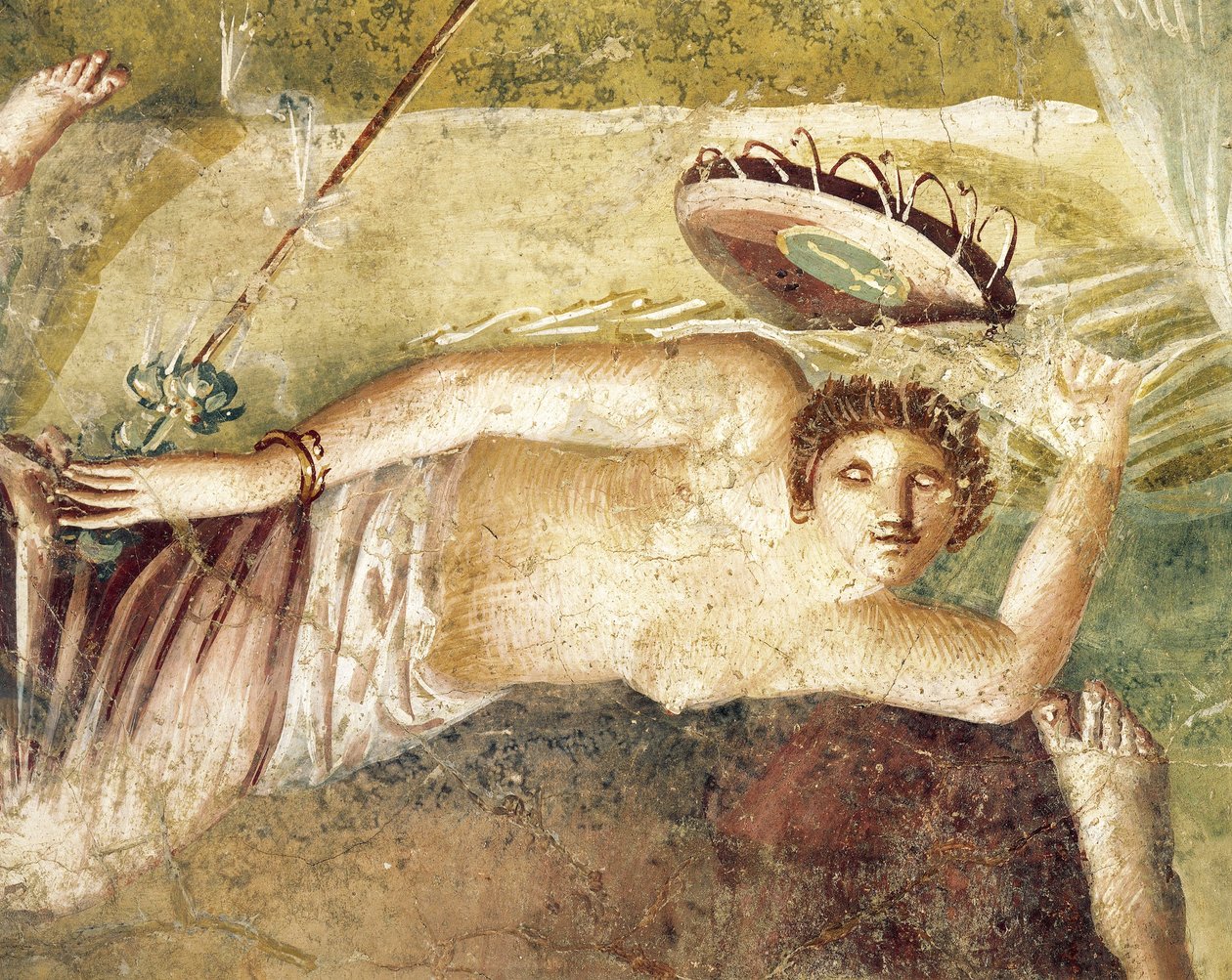 Fresk föreställande sovande Maenad, från House of Citharist, Pompei, Italien av Roman Roman