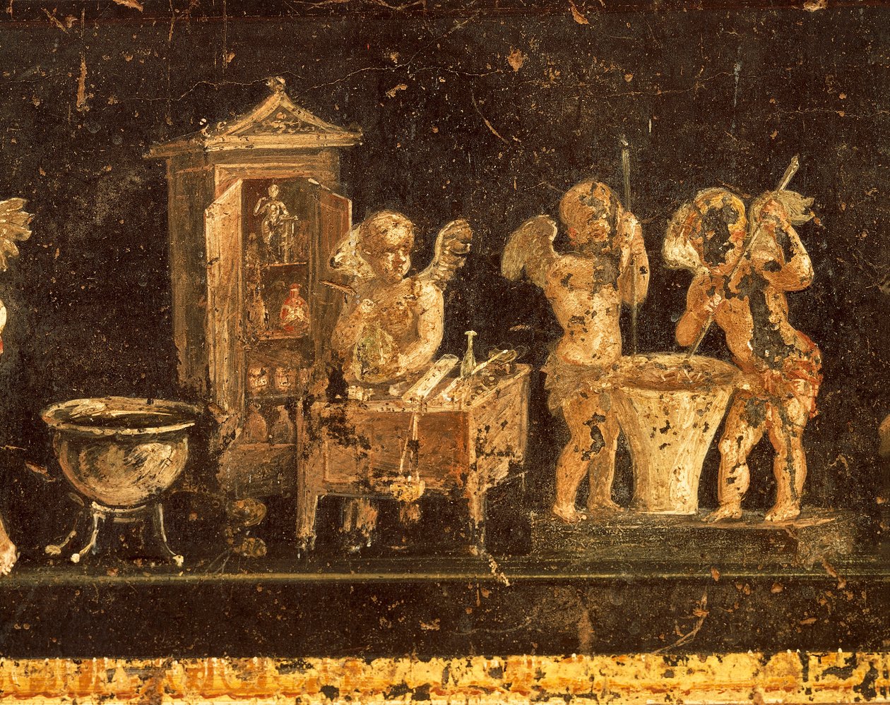 Fresk från House of Vettii, Pompeji, Kampanien, romersk civilisation av Roman Roman