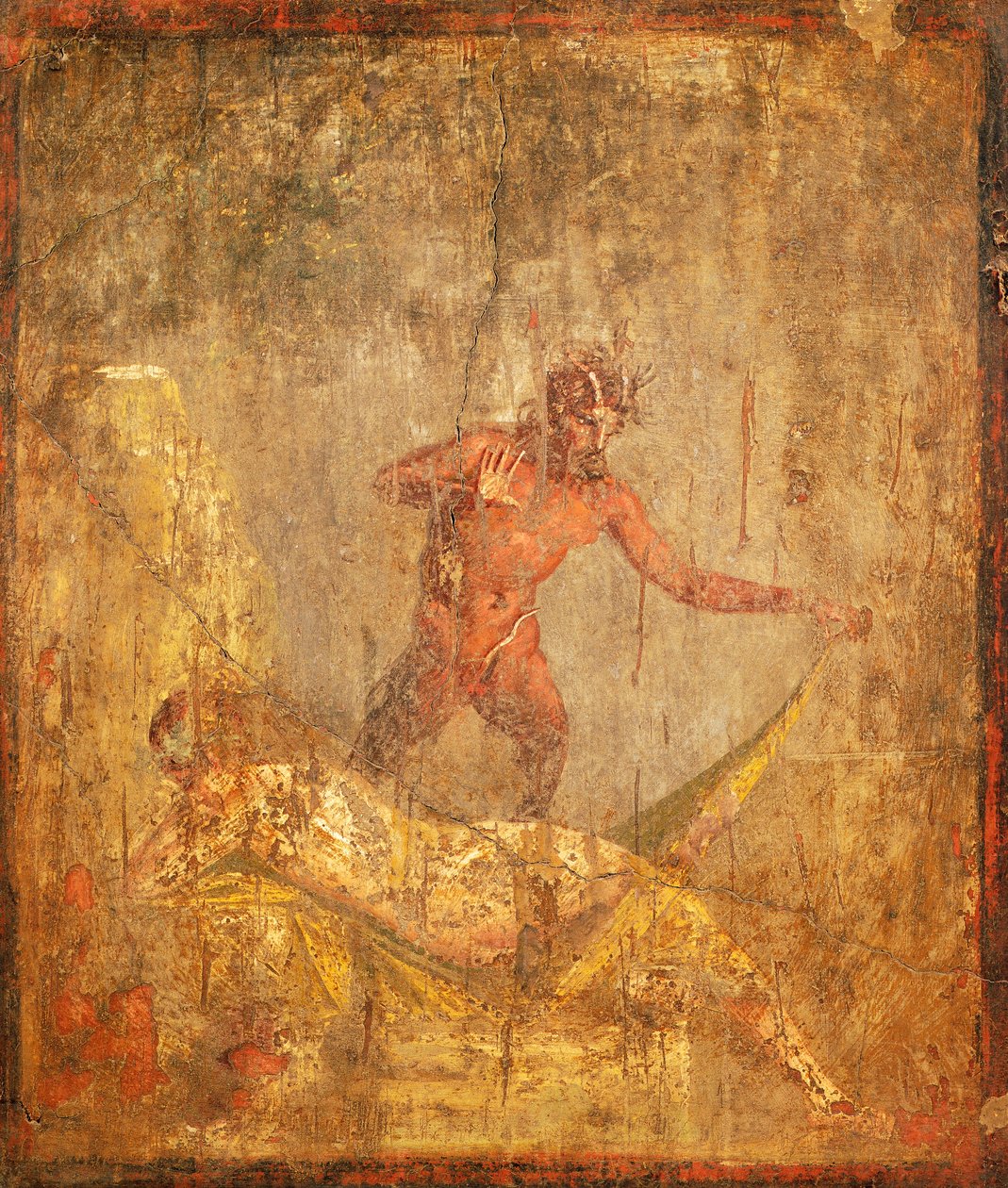 Fresk med ett erotiskt ämne föreställande nymf och pan från Pompeji (UNESCOs världsarvslista av Roman Roman