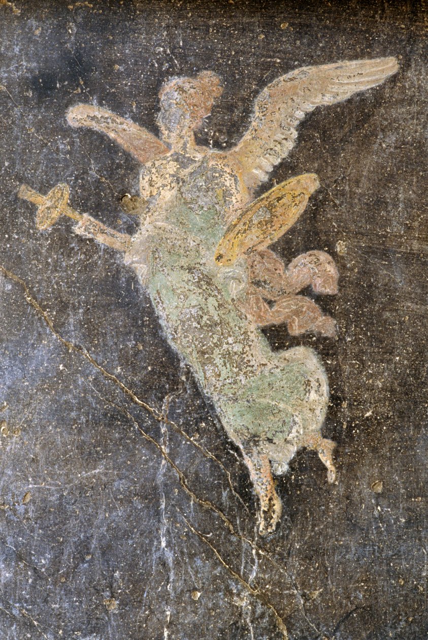 Fresk med bevingad figur, högervinge i House of Vettii, Pompeji (UNESCOs världsarvslista av Roman Roman