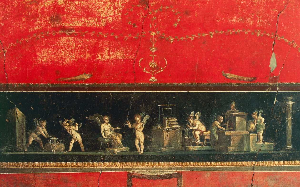 Fris med cupid, House of Vettii, Pompeji (Unescos världsarvslista av Roman Roman
