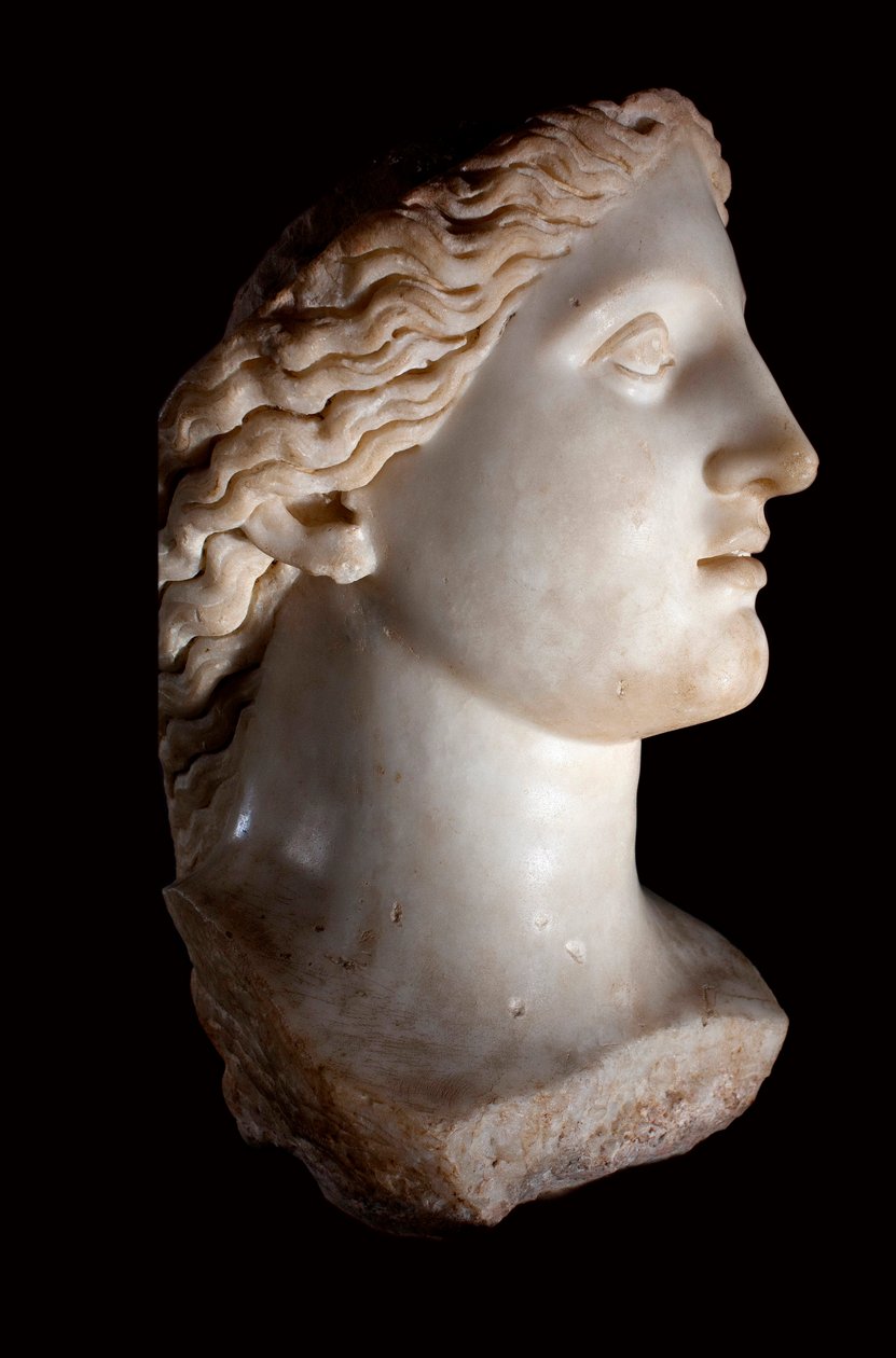 Chef för gudinnan Junon - Skulptur i vit marmor, romersk tid, Banasa (Marocko) - Musee d