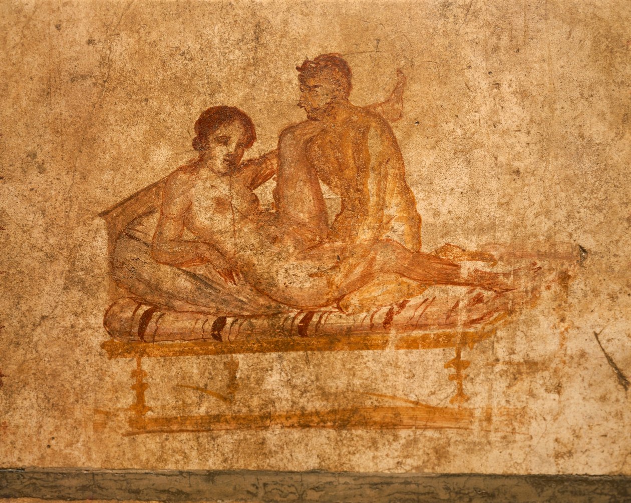Italien, Campania-regionen, Neapelprovinsen, Pompei, House of Vettii, Erotisk fresk av Roman Roman