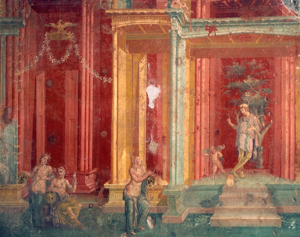 Italien, Neapelprovinsen, Campania-regionen, Pompeji, House of Loreio Tiburtino, Fresco av Roman Roman