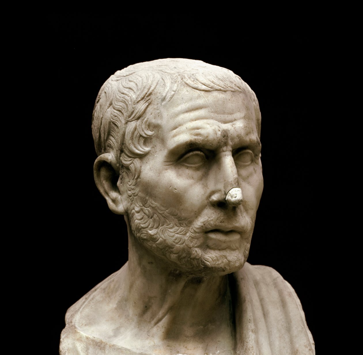 Marmorbyst av den grekiske filosofen och historikern Poseidonios (Posidonius) av Apamee kallad idrottaren (135-51 f.Kr.) Neapel, Museo Archeologico Nazionale, n. 6142 av Roman Roman