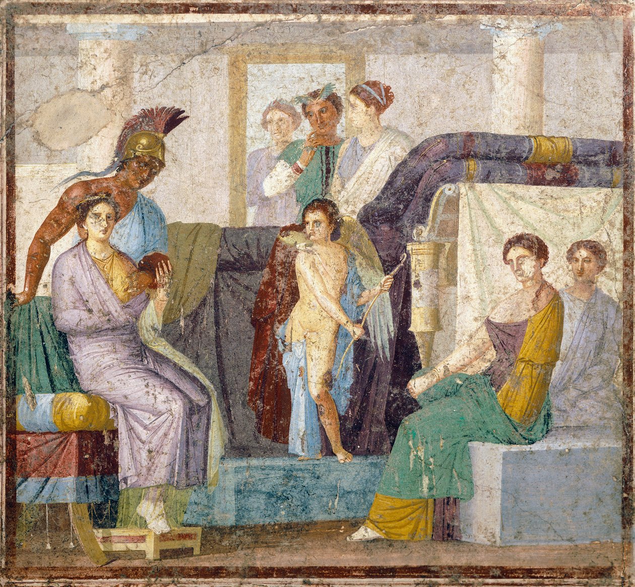 Venus och Mars äktenskap, tablinum väggmålning från House of Marco Lucrezio Fronto, Pompeji, Kampanien, romersk civilisation av Roman Roman