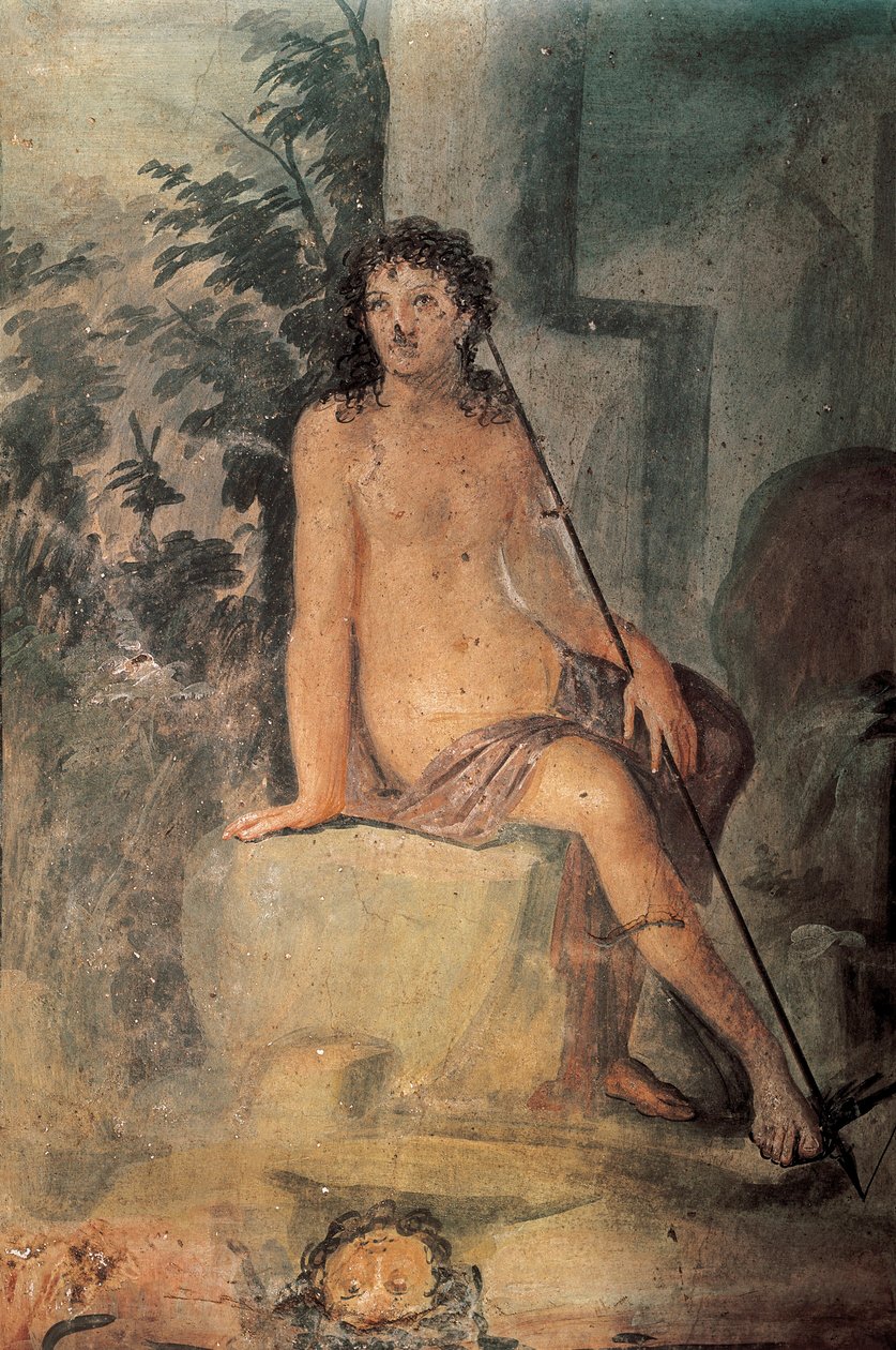 Narcissus vid fontänen, fresk från House of Loreio Tiburtino, Pompeji, Kampanien, romersk civilisation av Roman Roman