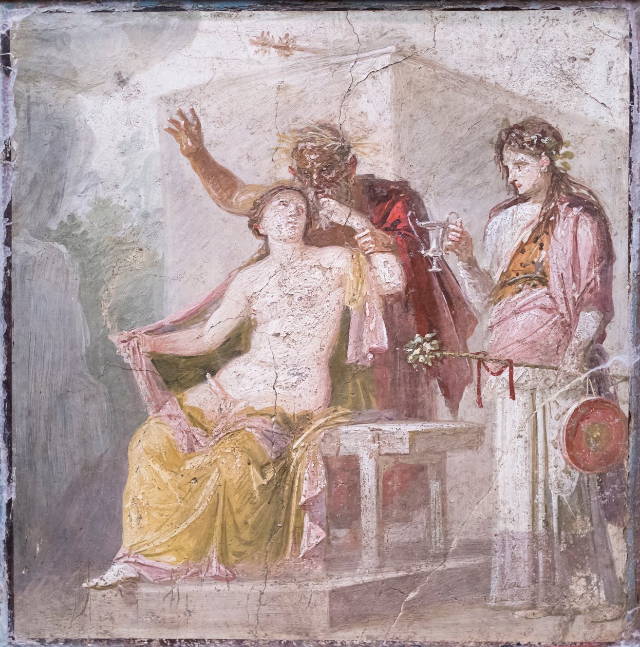 Gammal satyr och hermafrodit, 50-79 e.Kr (fresk) av Roman Roman