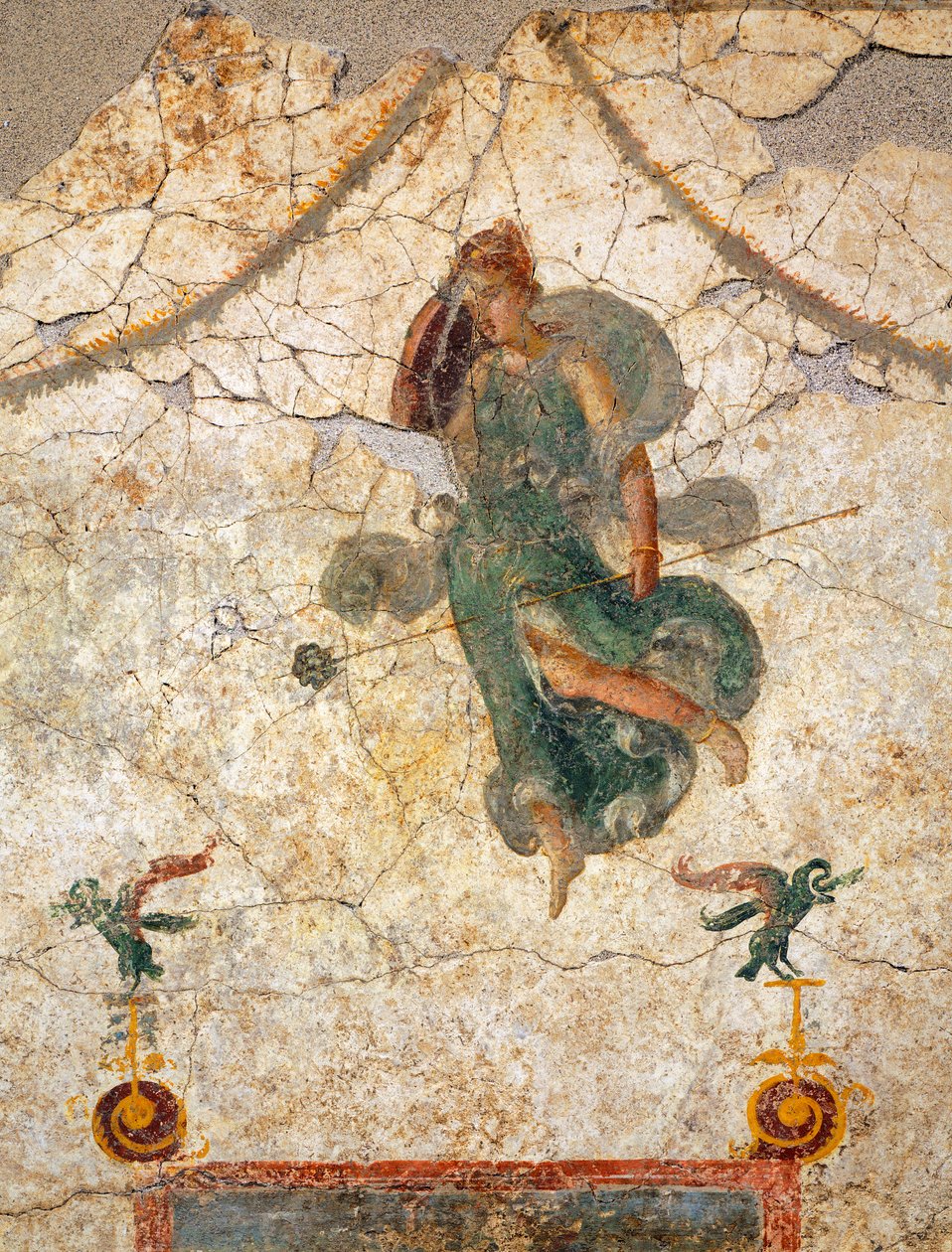 Målning i fjärde pompeiansk stil föreställande en Maenad som håller en thyrsus av Roman Roman