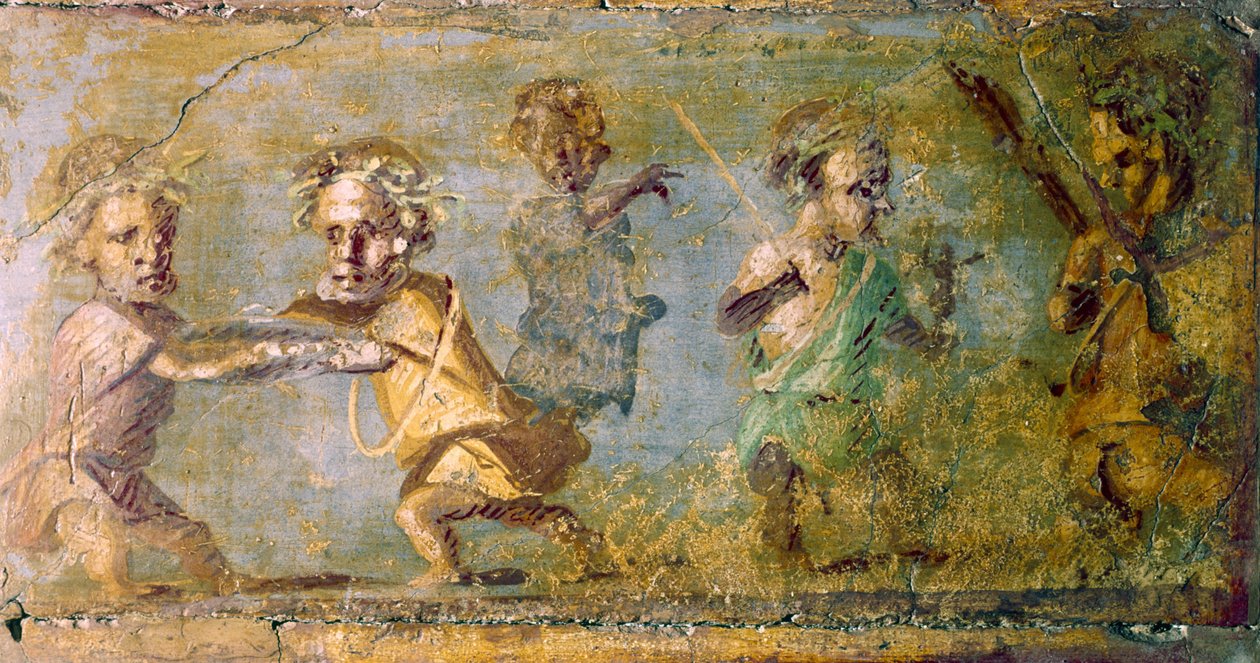 Pompeji. Jakten på dvärgarna. Fresk. Neapels nationalmuseum av Roman Roman