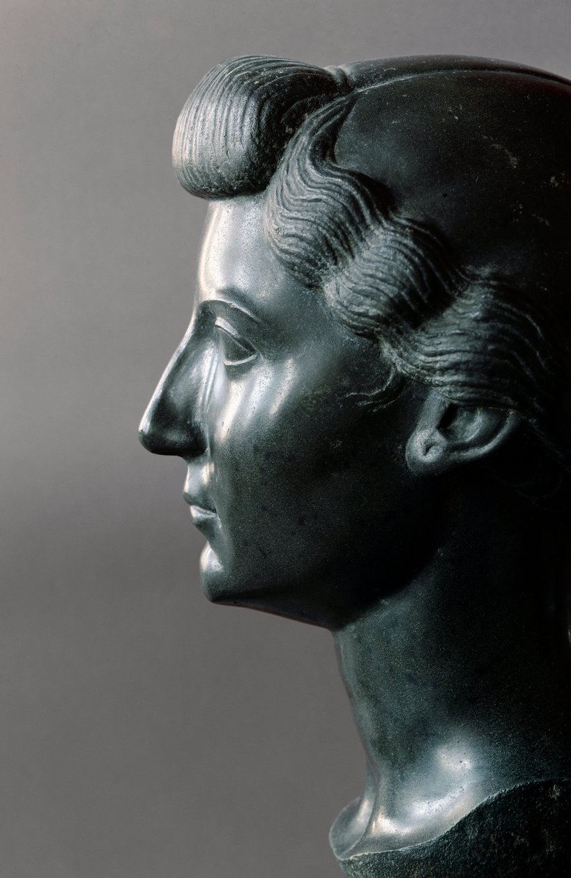 Romersk konst: byst av Livia (55 f.Kr.-29 e.Kr.) (Livia Drusilla Augusta), hustru till den romerske kejsaren Augustus (Octavian, Octavian eller latin Gaius Julius Caesar Octavianus) (61 BC-14 AD). 31 f.Kr. Basalt skulptur. Dämpa. 0,32m. Louvren, Paris av Roman Roman