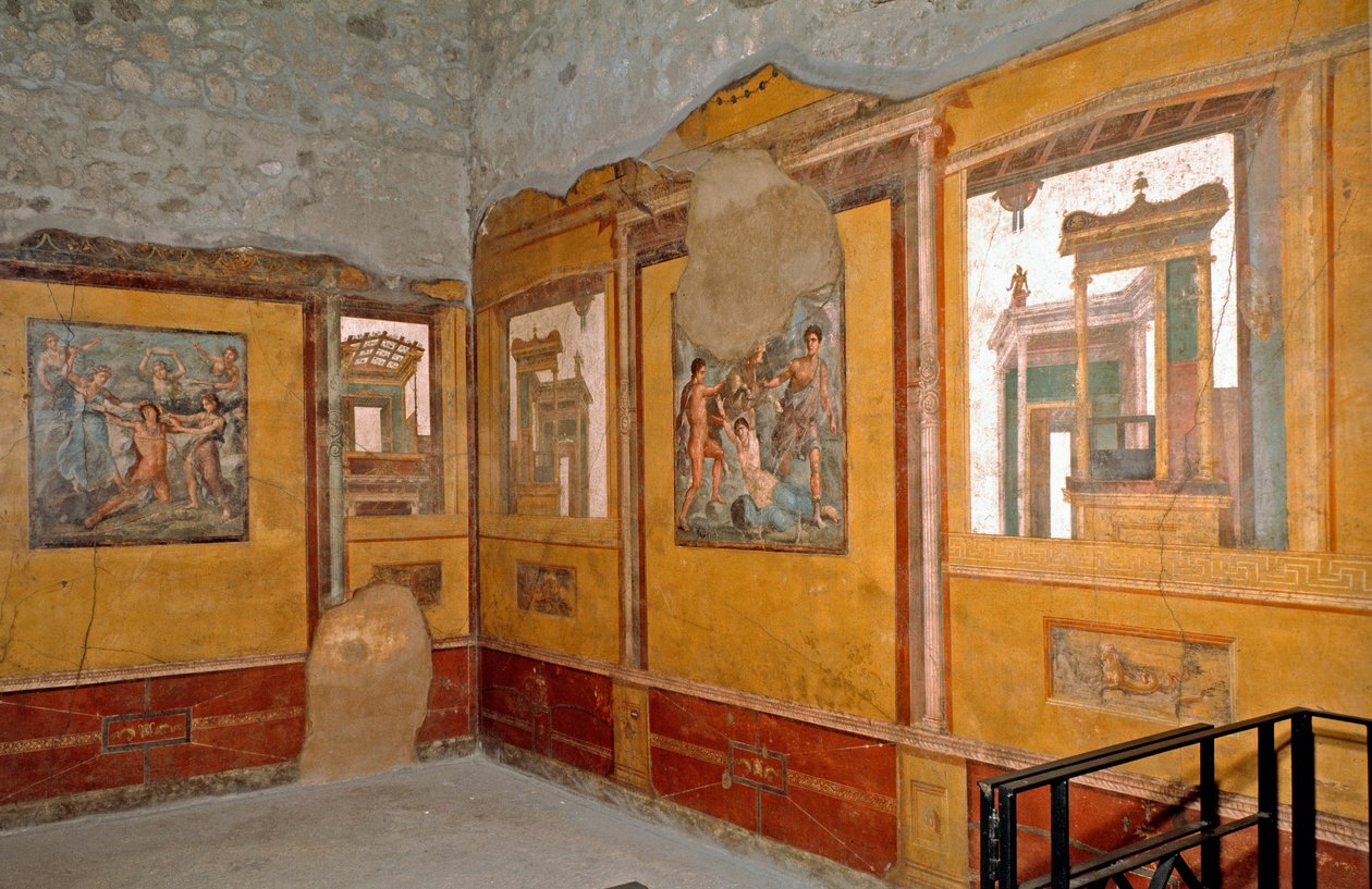 Romersk konst: utsikt över det gula rummet i brödernas hus Vettii, Casa dei Vettii) av Roman Roman
