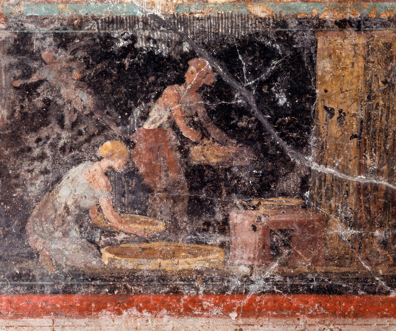 Romersk konst: kvinnor som gör läxor, från frisen i rum C, Villa Farnesina (romersk konst: kvinnor som gör läxor, från frisen i rum C, Villa farnesina) Rom museo nazionale romano av Roman Roman