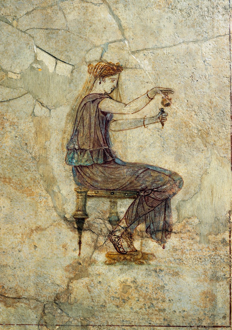 Romersk civilisation, fresk som porträtterar flicka som häller parfym, från Pompeji av Roman Roman