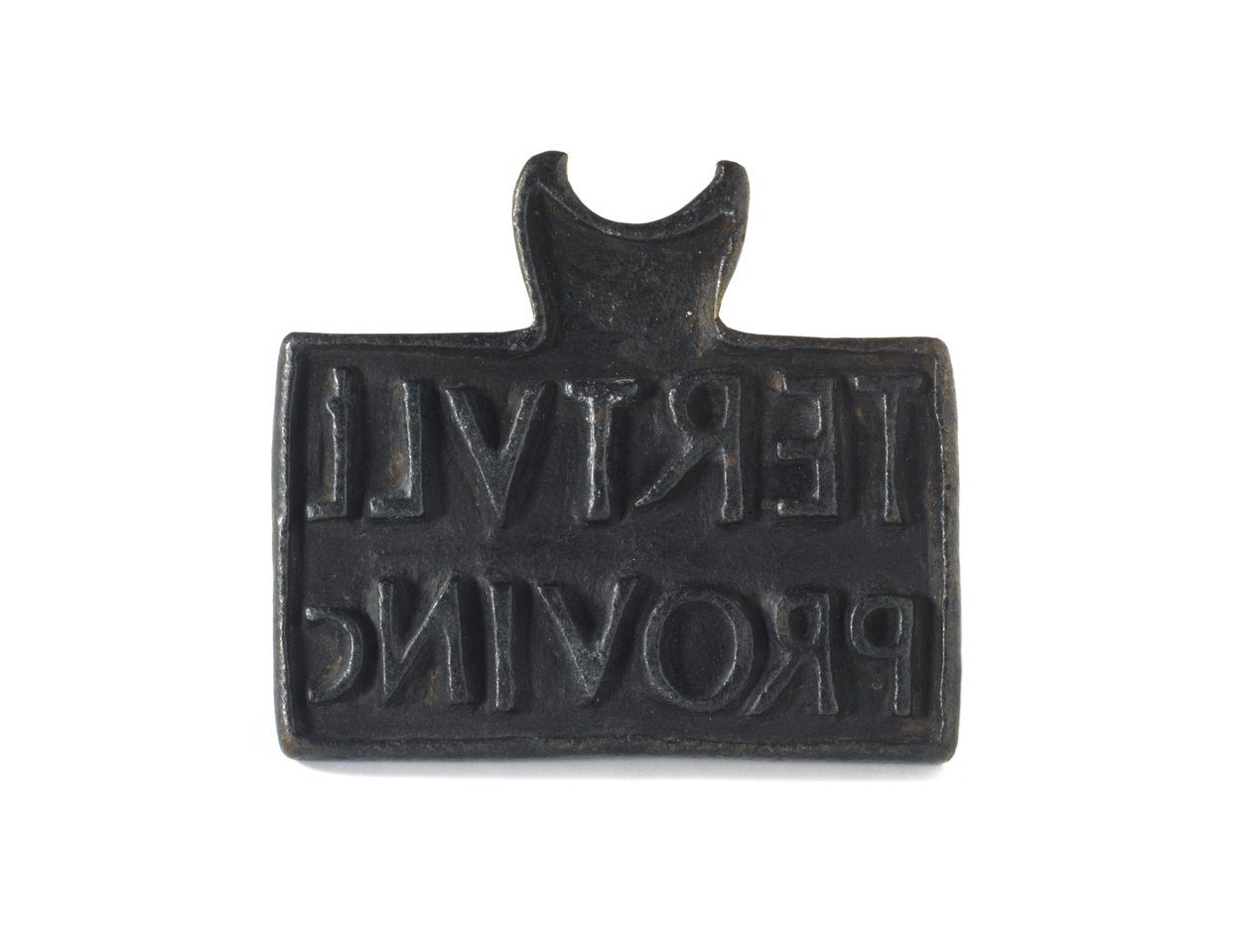 Romersk stämpel som används för stämpling av produkter eller egendom, från Cramond, Midlothian, AD 140-211 (brons) av Roman Roman