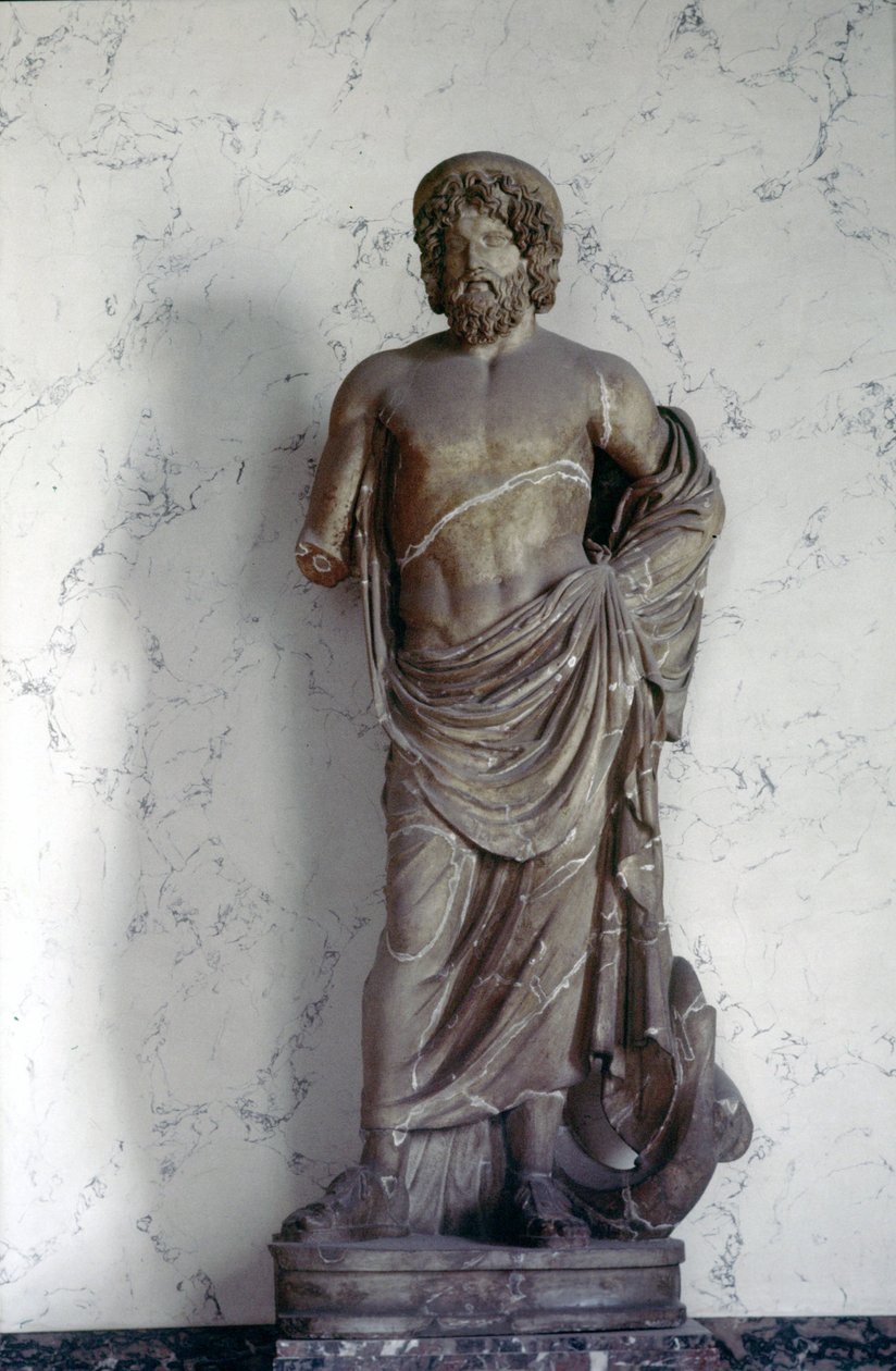 Staty av Asclepius, medicinens gud i den romerska religionen. Louvren, Paris. av Roman Roman