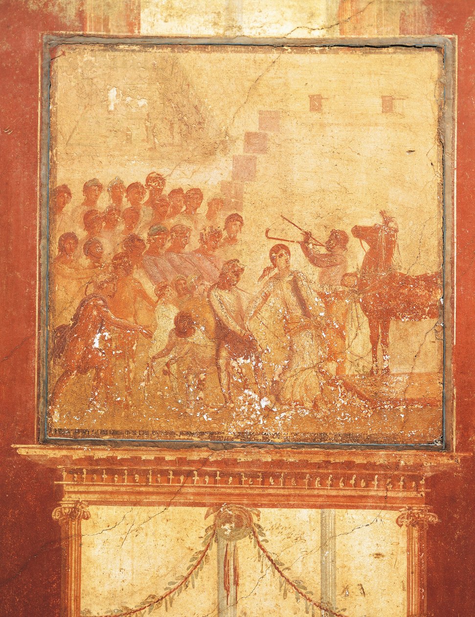 Trojansk häst, fresk från House of Menander, Pompeji, Kampanien, romersk civilisation av Roman Roman